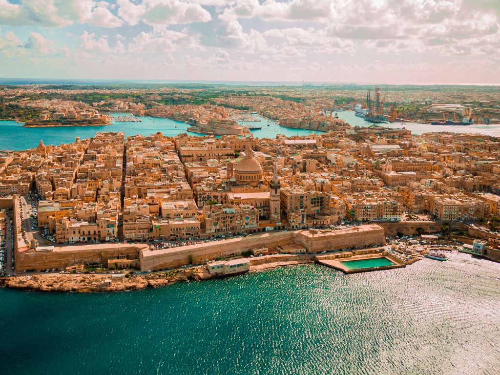 View of City in Malta by the coast