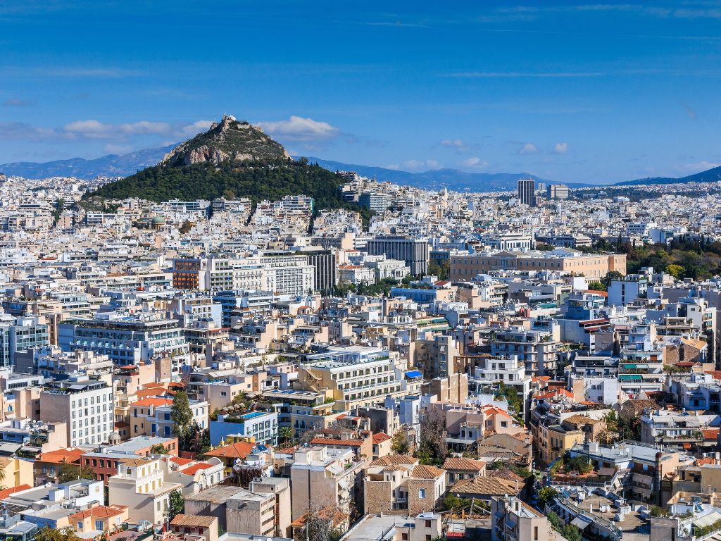 Aerial view of the city of Athens in Greece